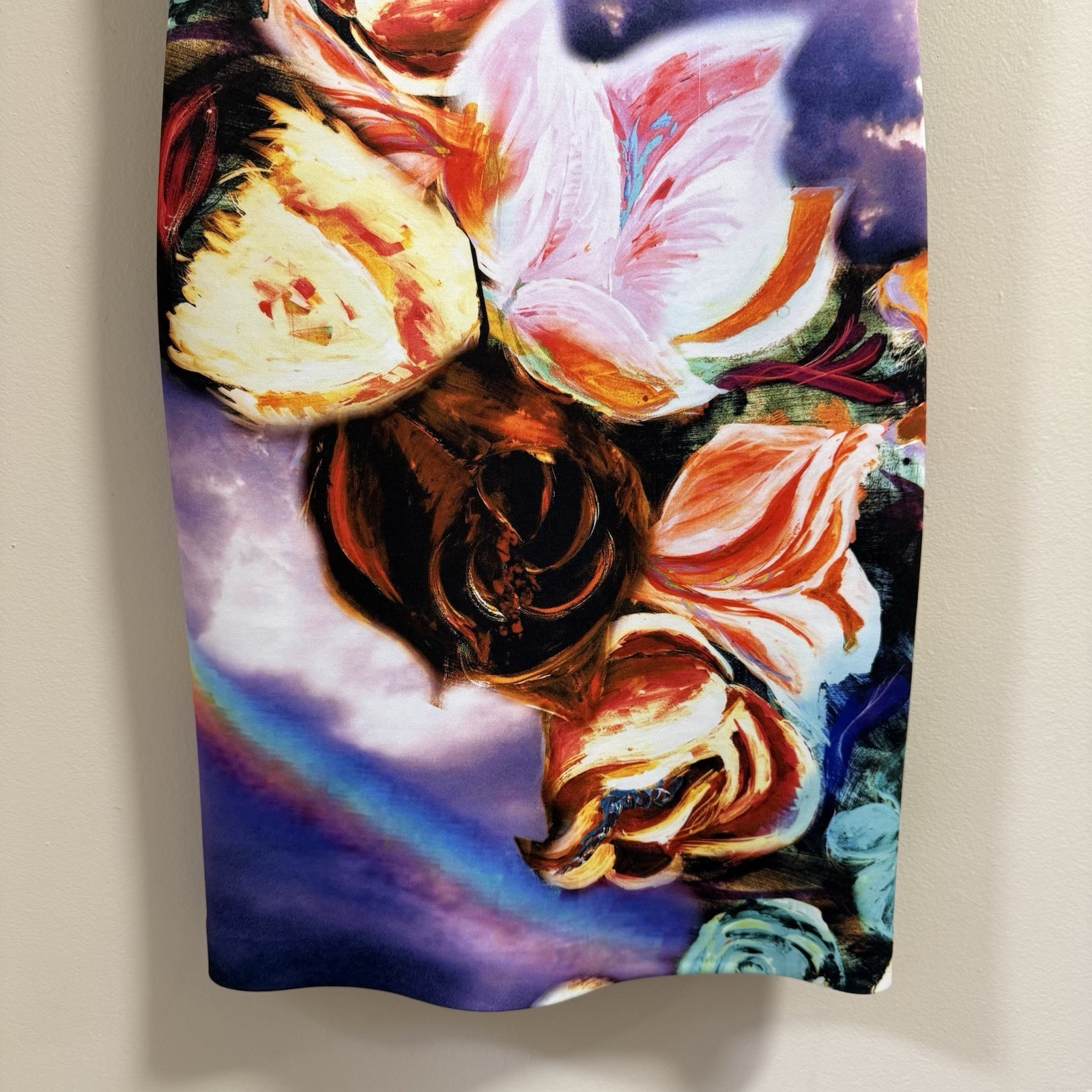 Clover Canyon Magical Sky Digital Print Cap Sleeve Pencil Dress Medium Neoprene
