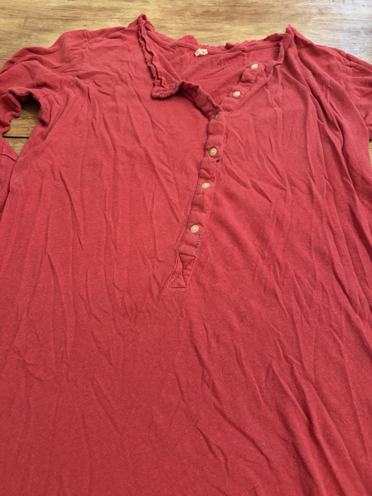 SUPER RARE Magnolia Pearl Red Long John Henley Tunic Dress Pre Loved