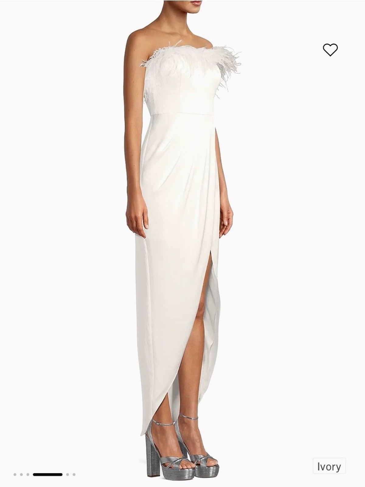 Aidan Mattox Feather Trim Strapless High-Low Gown