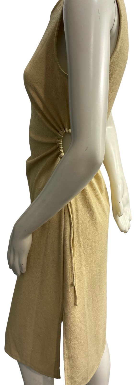 And Now This Midi Dress Womens size Medium Beige Cutout Sides Stretch Sleeveless