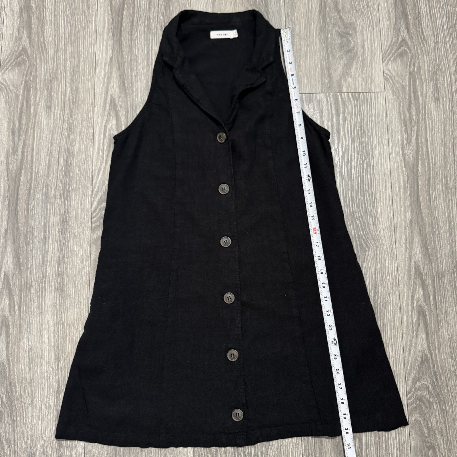 MOD REF Linen Blend Button Down Collared Sleeveless Mini Lined Dress Size S