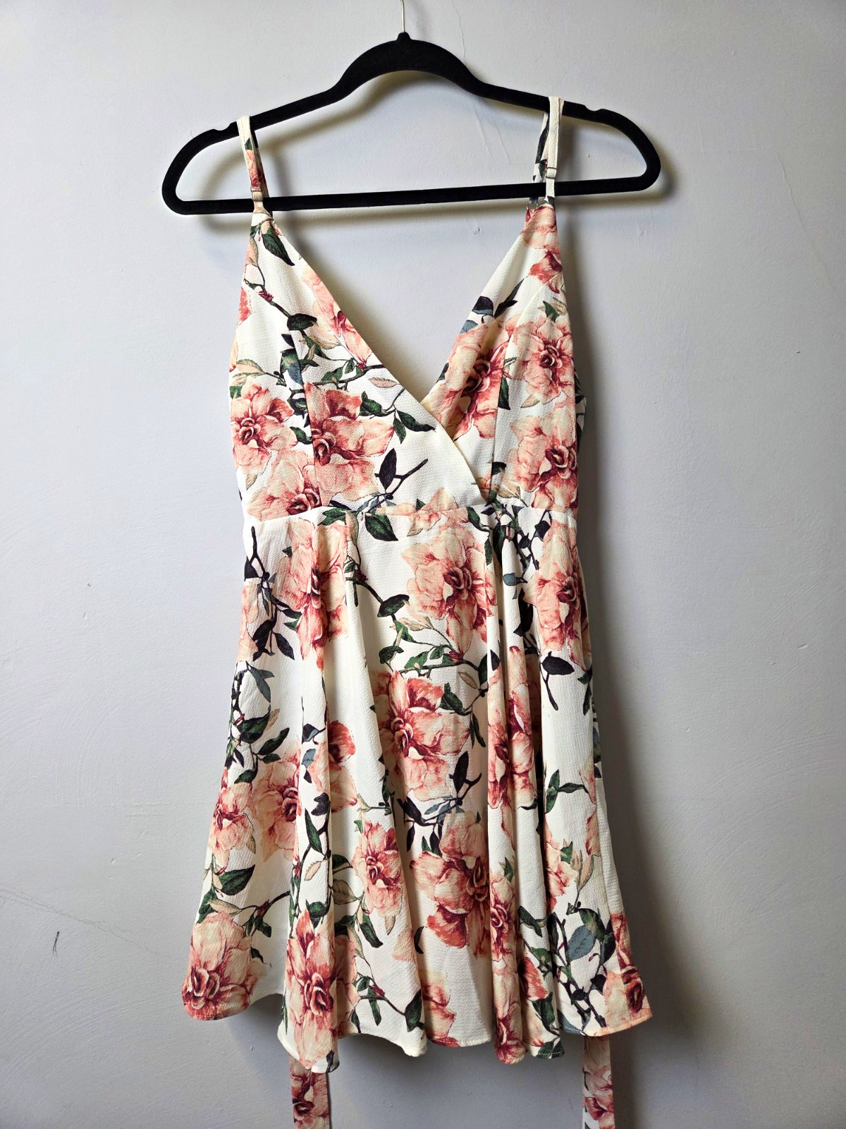 IJOAH Women’s M Floral Rose A-Line Dress V-Neck Spaghetti Strap Zip Crepe Poly