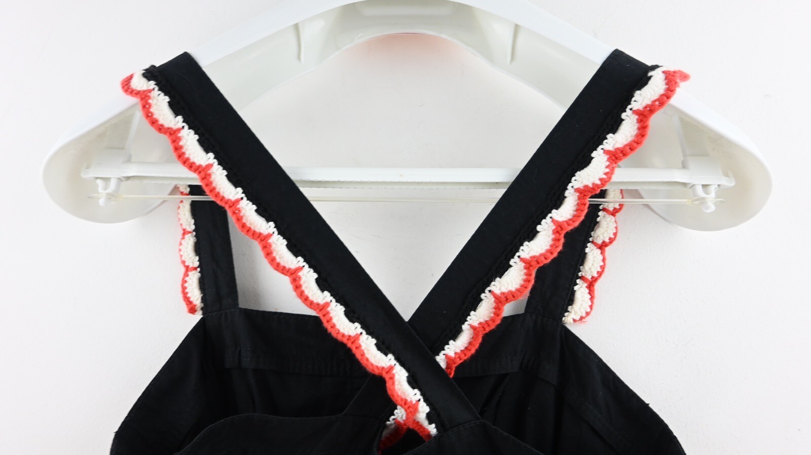 Sonia Rykel Cross back pinafore dress with crochet cherries & trim size EU38/M