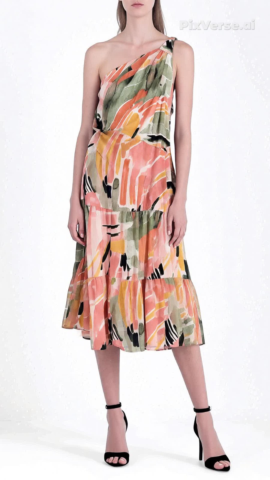 The Mint One Shoulder Midi Dress