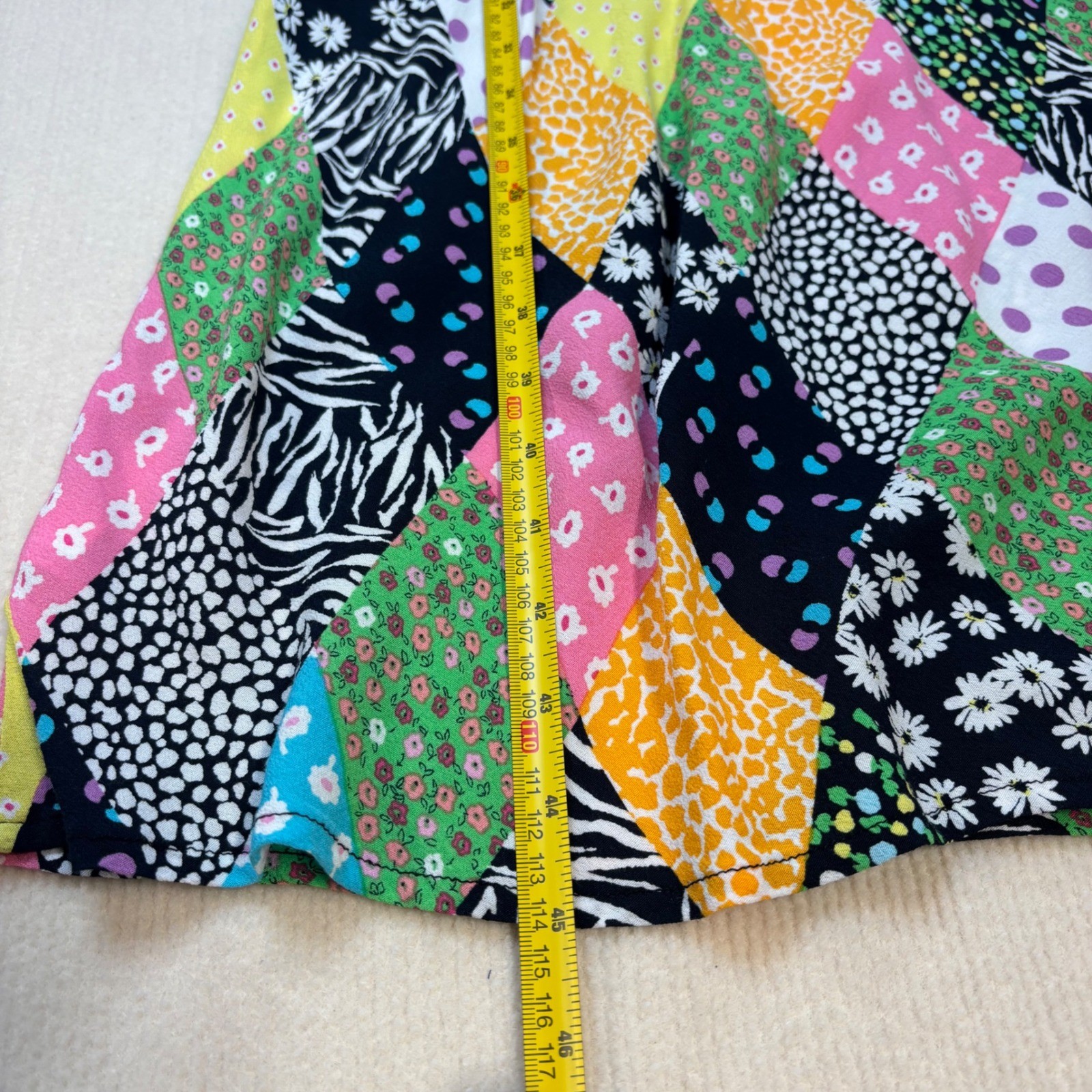 RIXO for Target Patchwork Floral Zebra Print Slip Midi Dress Multi Color Large