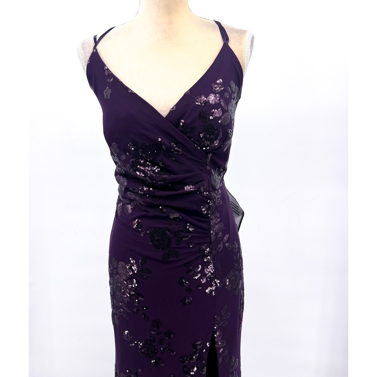 SPEECHLESS Womens Sequin Chiffon Formal Dress Size 16W Eggplant Purple NWT