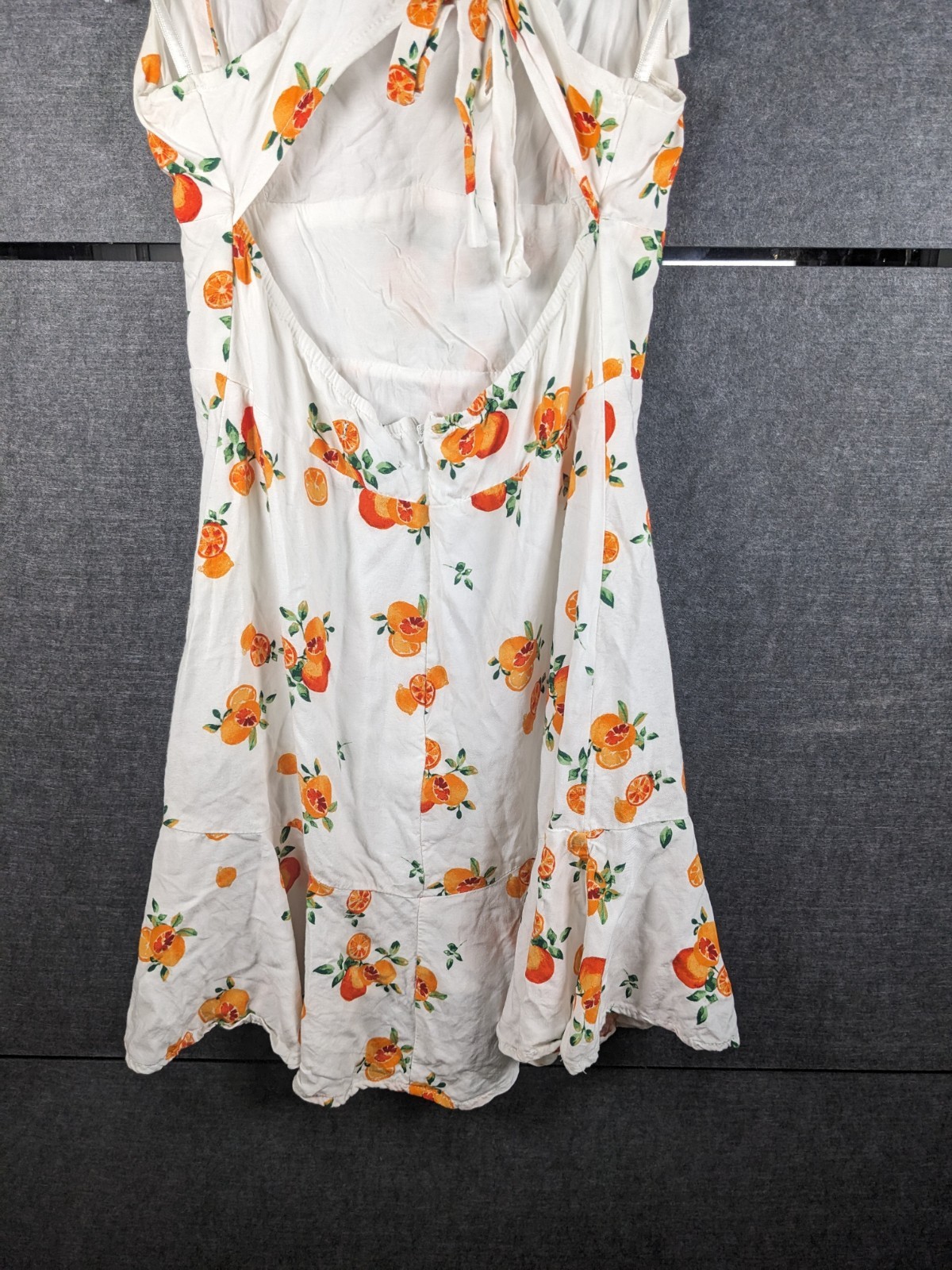 Wild Fable White Orange Floral Sweetheart Tie Strap Ruffle Mini Dress Size S