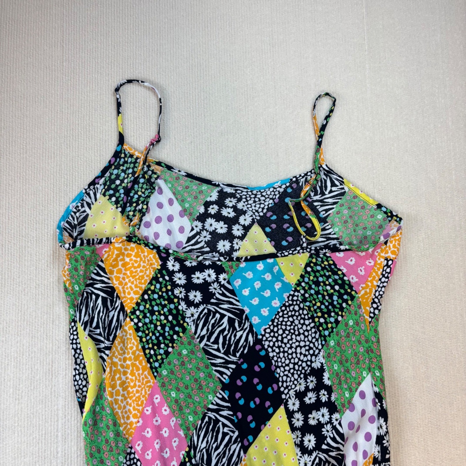 RIXO for Target Patchwork Floral Zebra Print Slip Midi Dress Multi Color Large