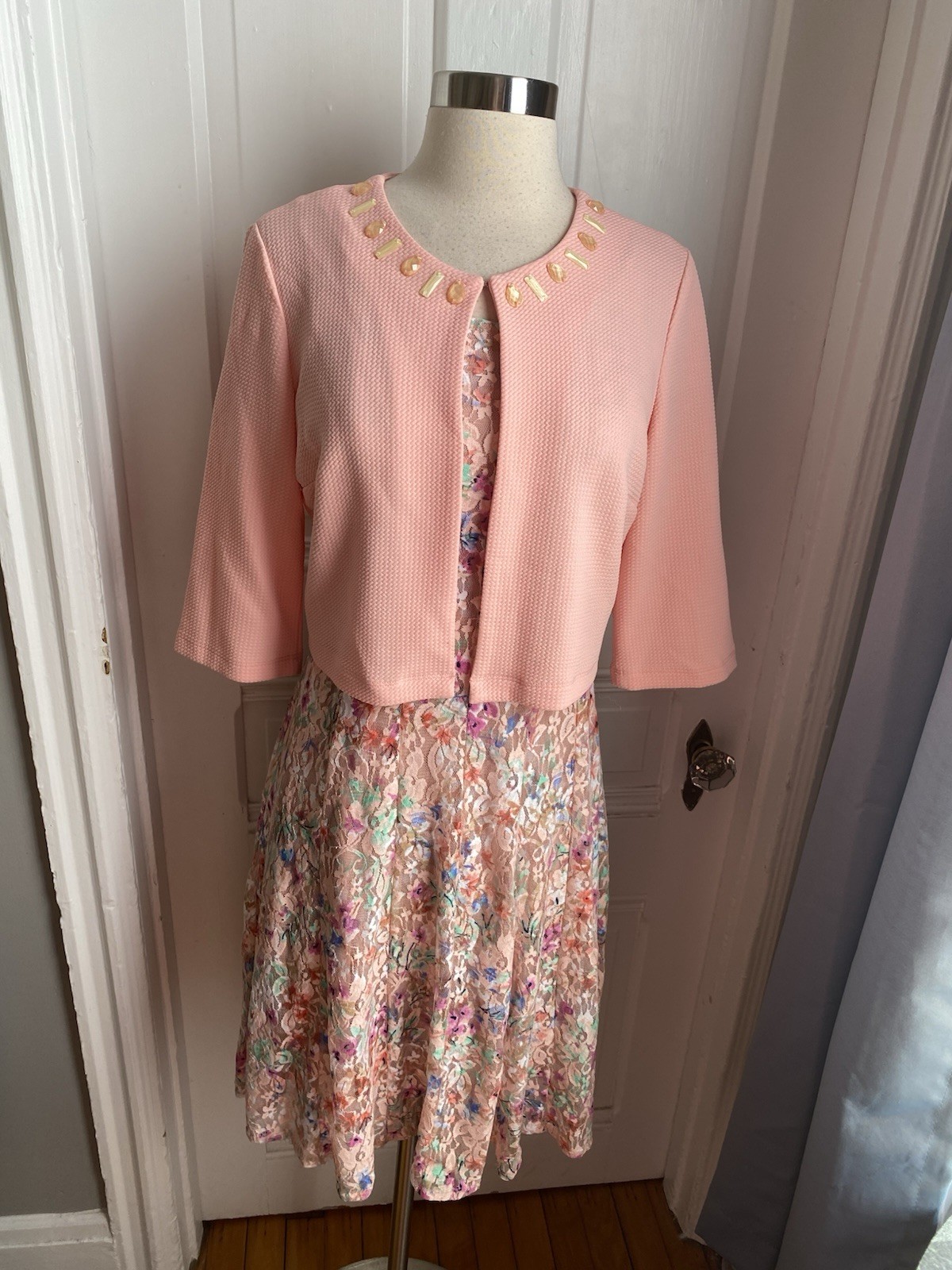 PRECEPTION NEW YORK PINK FLORAL LACE PULLOVER DRESS-PINK SWEATER TOP-SIZES!