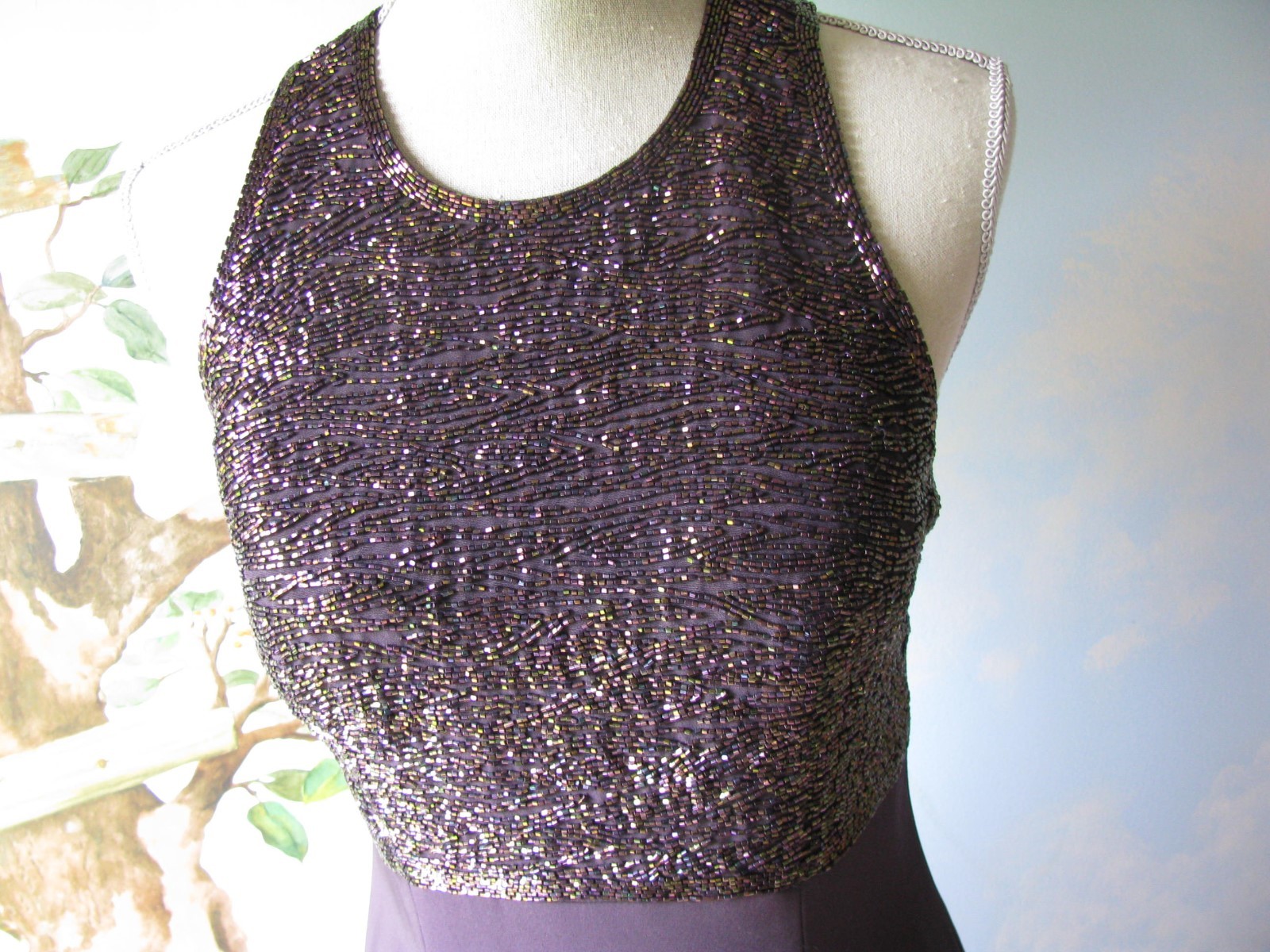 Montage Collection Mother of the Bride Evening Plum 2 PC Beaded Dress Custome