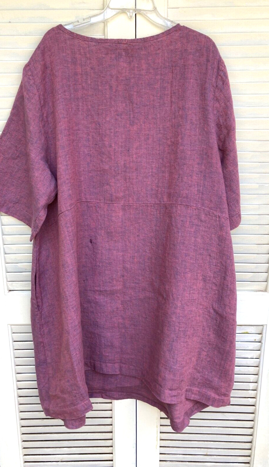NWT 2G Vintage 2023 FLAX Designs LINEN SIMPLE DRESS BERRY Yarn Dye de la Terre