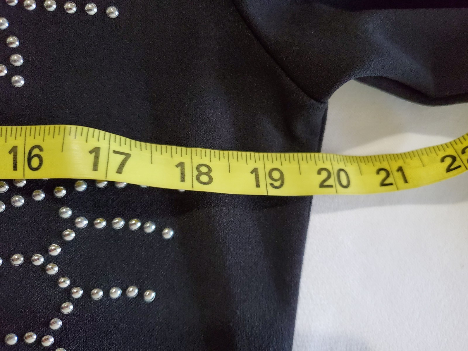 Revamped Elegant Black Beaded Silver Studded Dress Back Zip Long Sleeve XL *