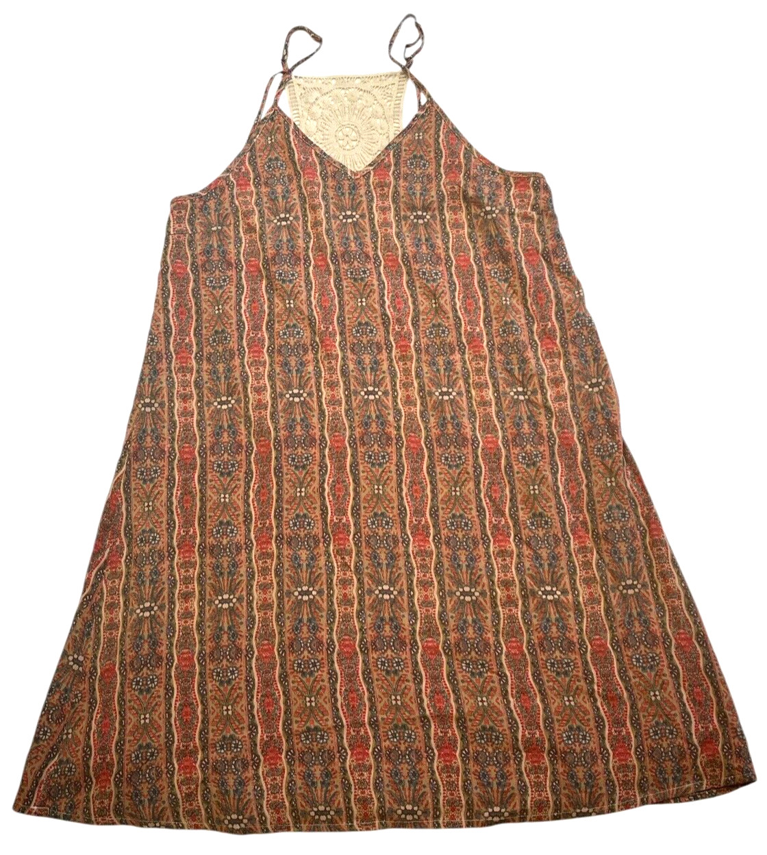 Doe & Rae Dress Womens Small Lined Adjustable Spaghetti Straps Boho V-Neck Short