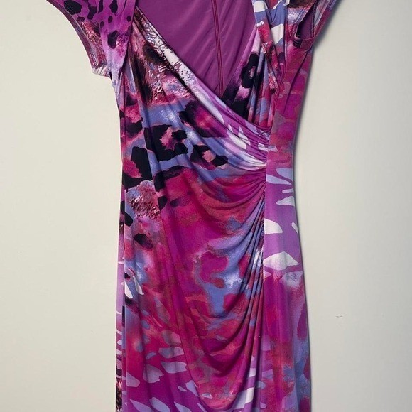 Cache’ Purple and pink multicolor abstract print mini dress 6