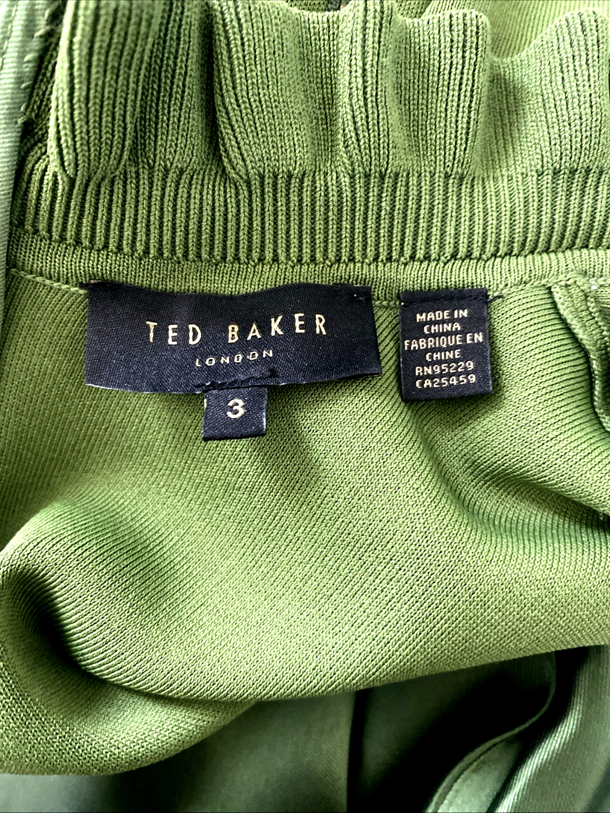Ted Baker Zadi Knitted Frill Full Skirt Dress Sz 3 /US 8 Green