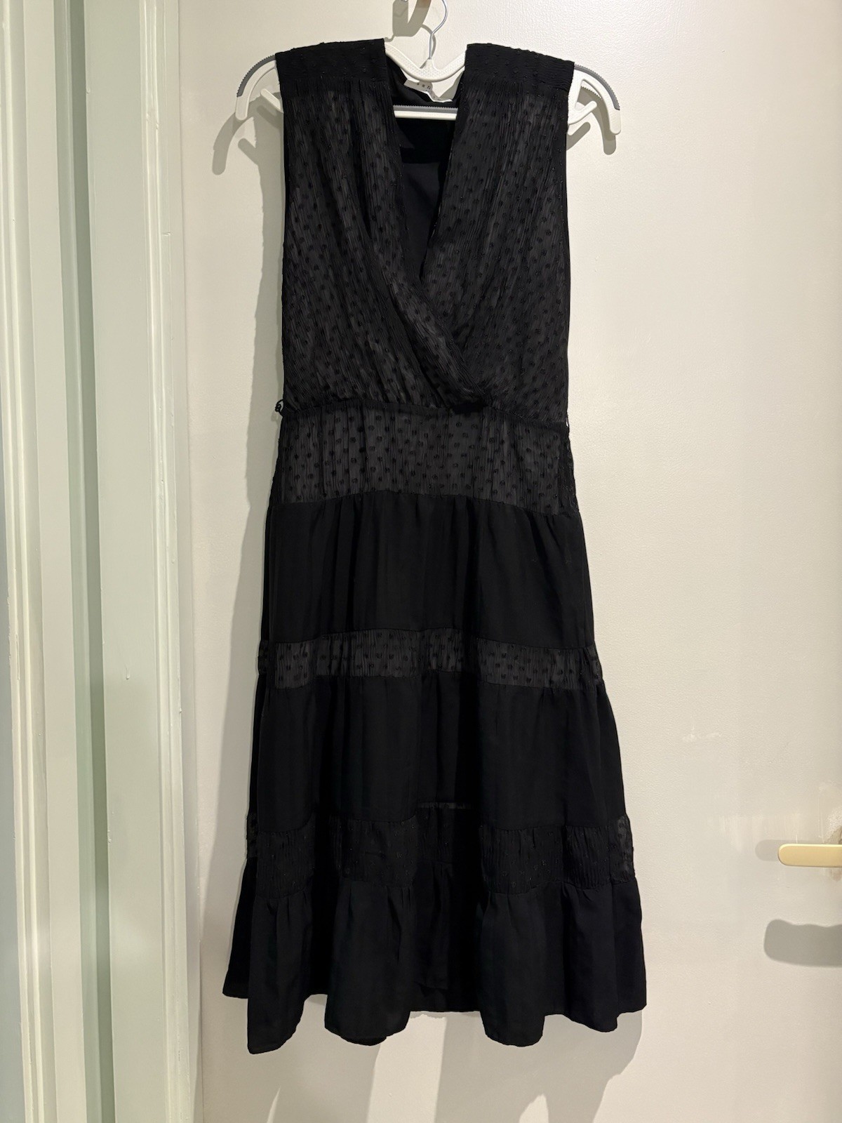 Sandro Sleeveless Black Polka Dot Patterned Dress with Lining Size 1