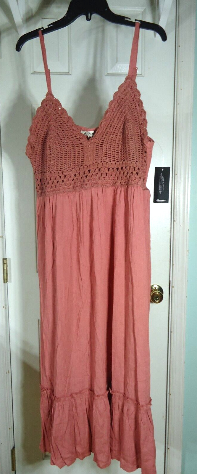 HINT OF BLUSH BOHO CROCHET TOP PEASANT DARK PINK SUNDRESS, 3X