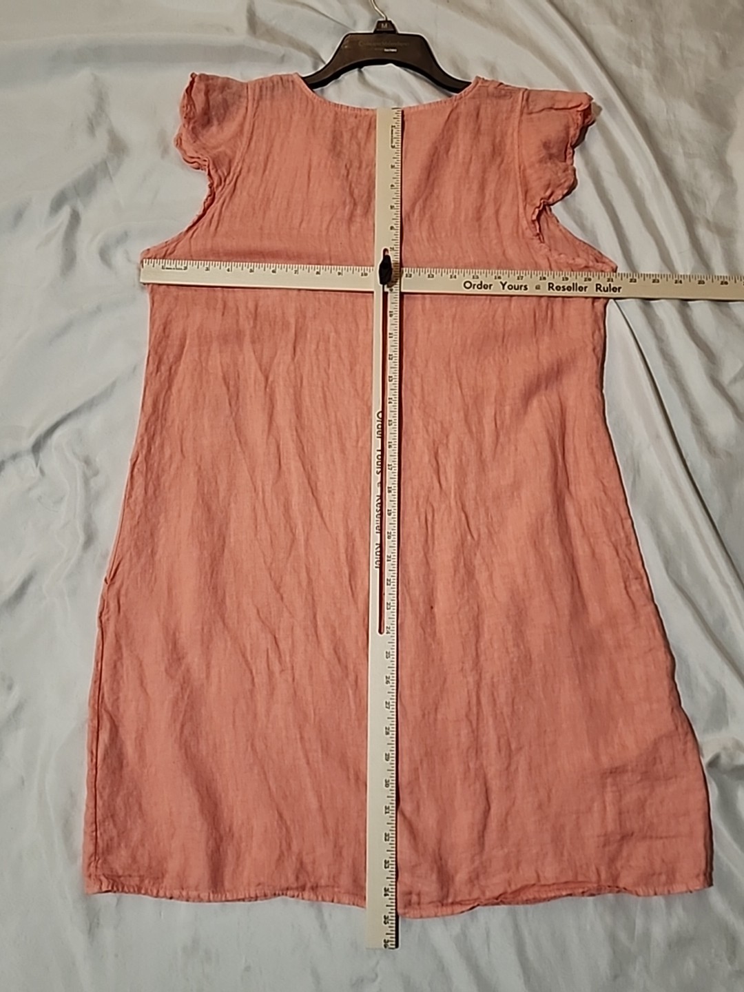 Valentina Naldi Peach Linen Shift Dress M Medium Short Sleeve Made In Italy R2