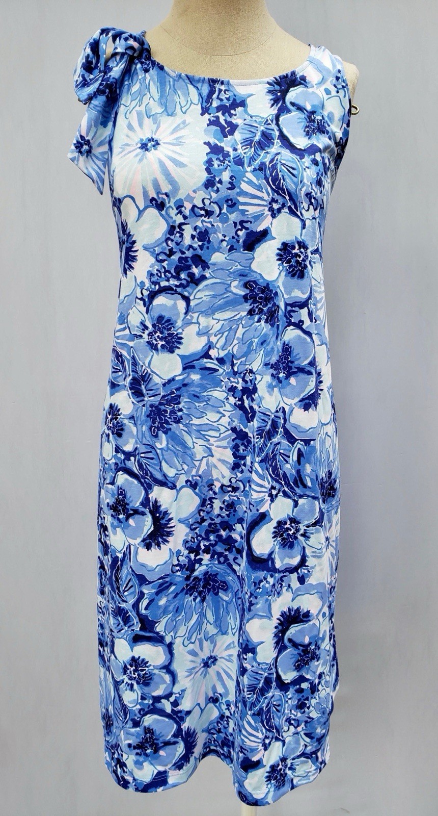 Lilly Pulitzer Dress Medium Blue White Luella Swing Catch and Keep Sleeveless