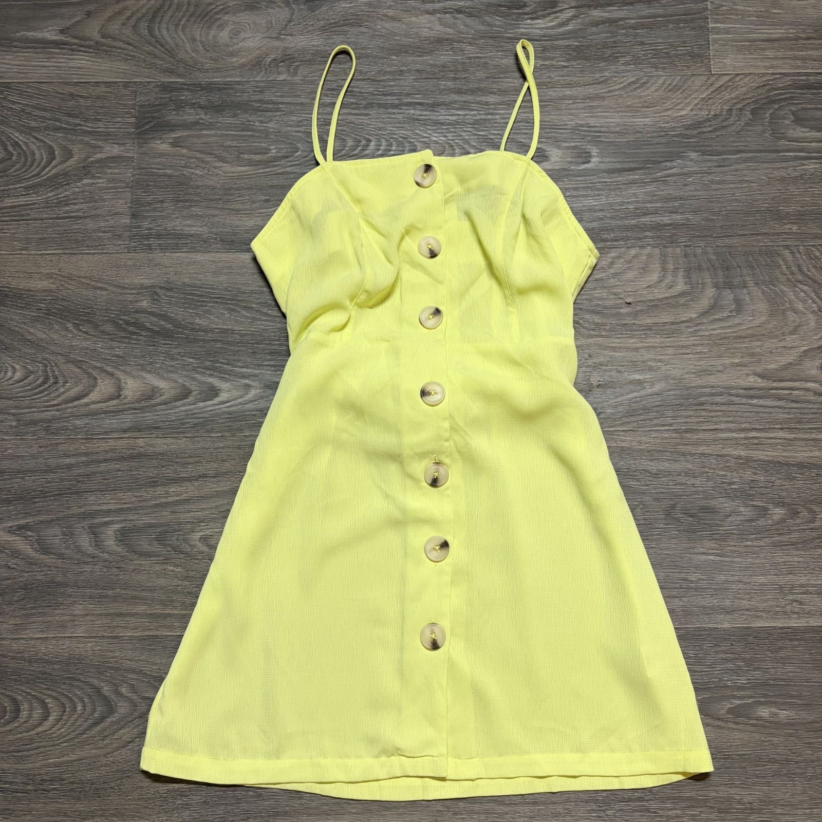 Miken Swim Button Front Swim Cover Mini Dress Medium Tie Festival Yellow NEW