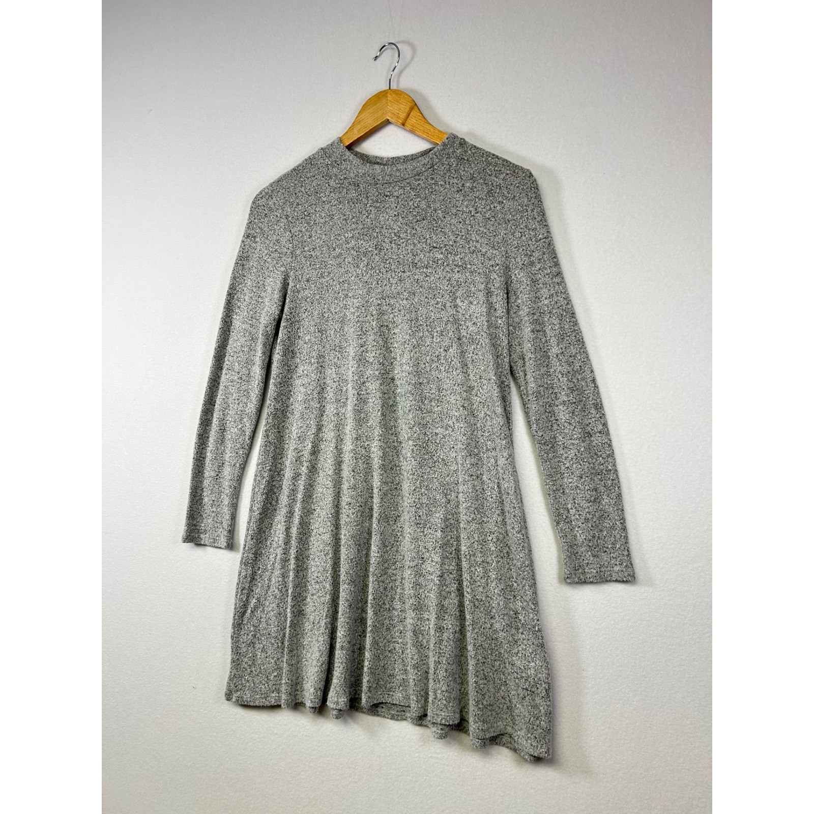 Minimalist Potter’s Pot Women Small Gray Marl Long Sleeve Knit Skater Mini Dress