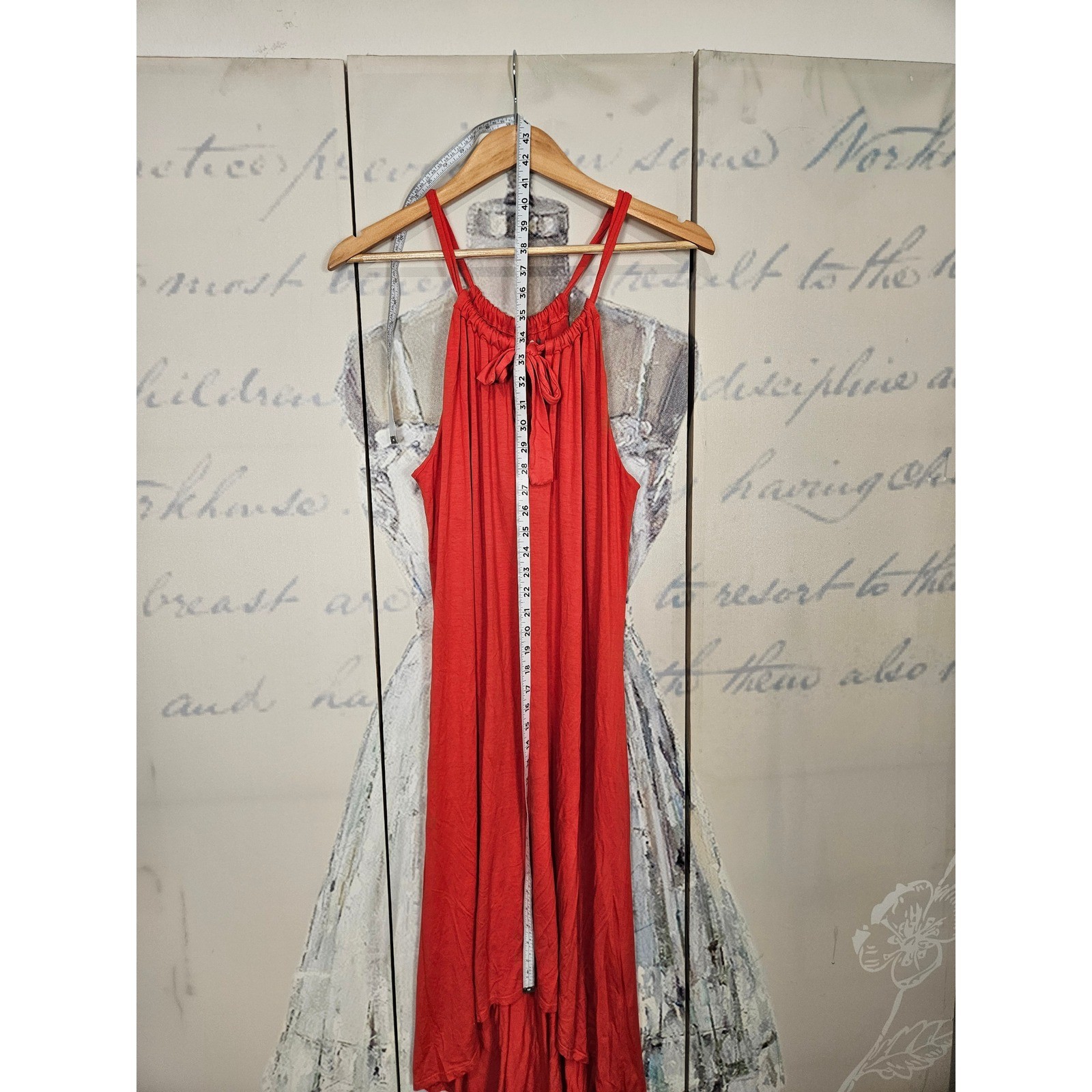 Three Dots Orange High Low Halter Dress Sleeveless Front Tie Viscose Blend Small