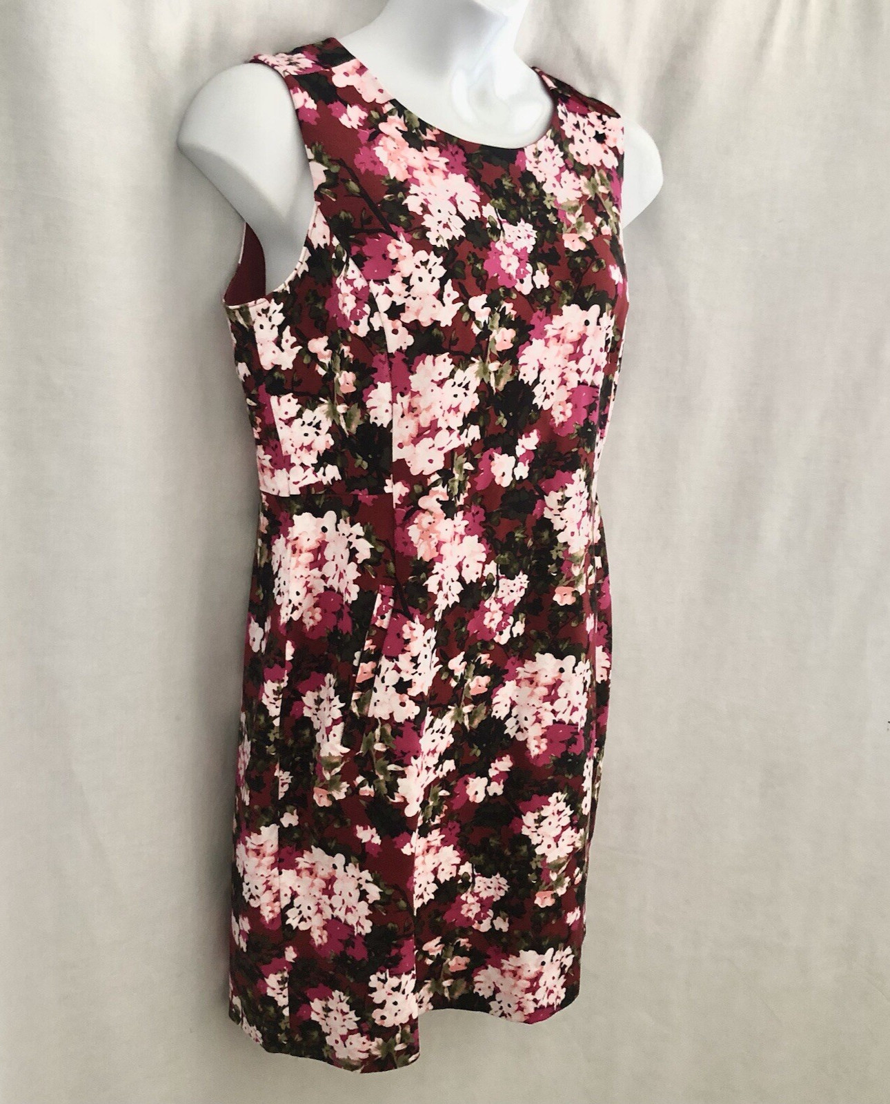Lands End Floral Sleeveless Sheath Shift Dress Size 14P Rayon Stretch