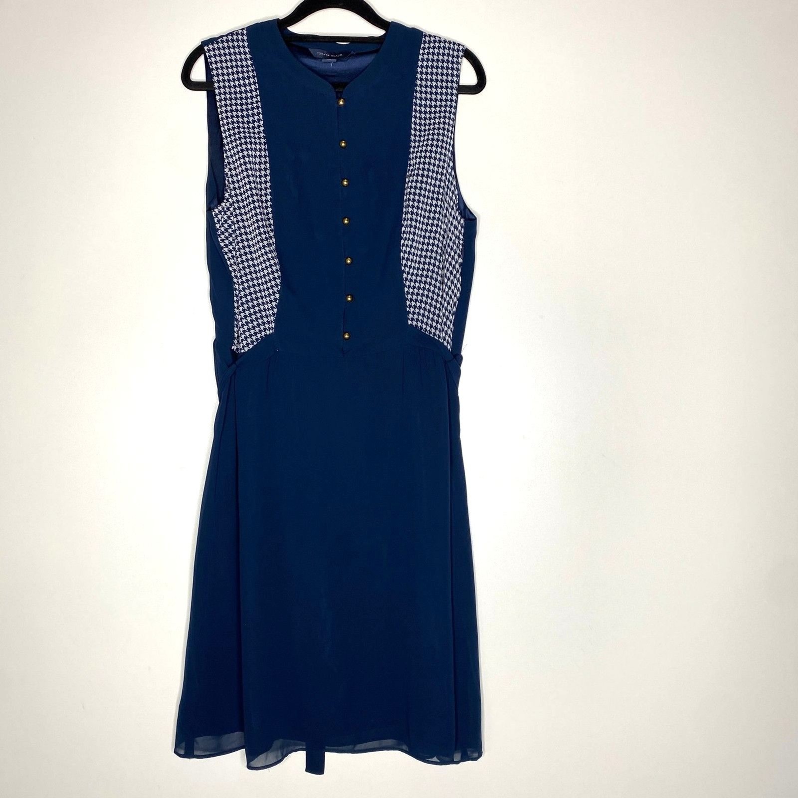 New Tommy Hilfiger Tie Waist Sleeveless Button Top Dress Women’s Size 12