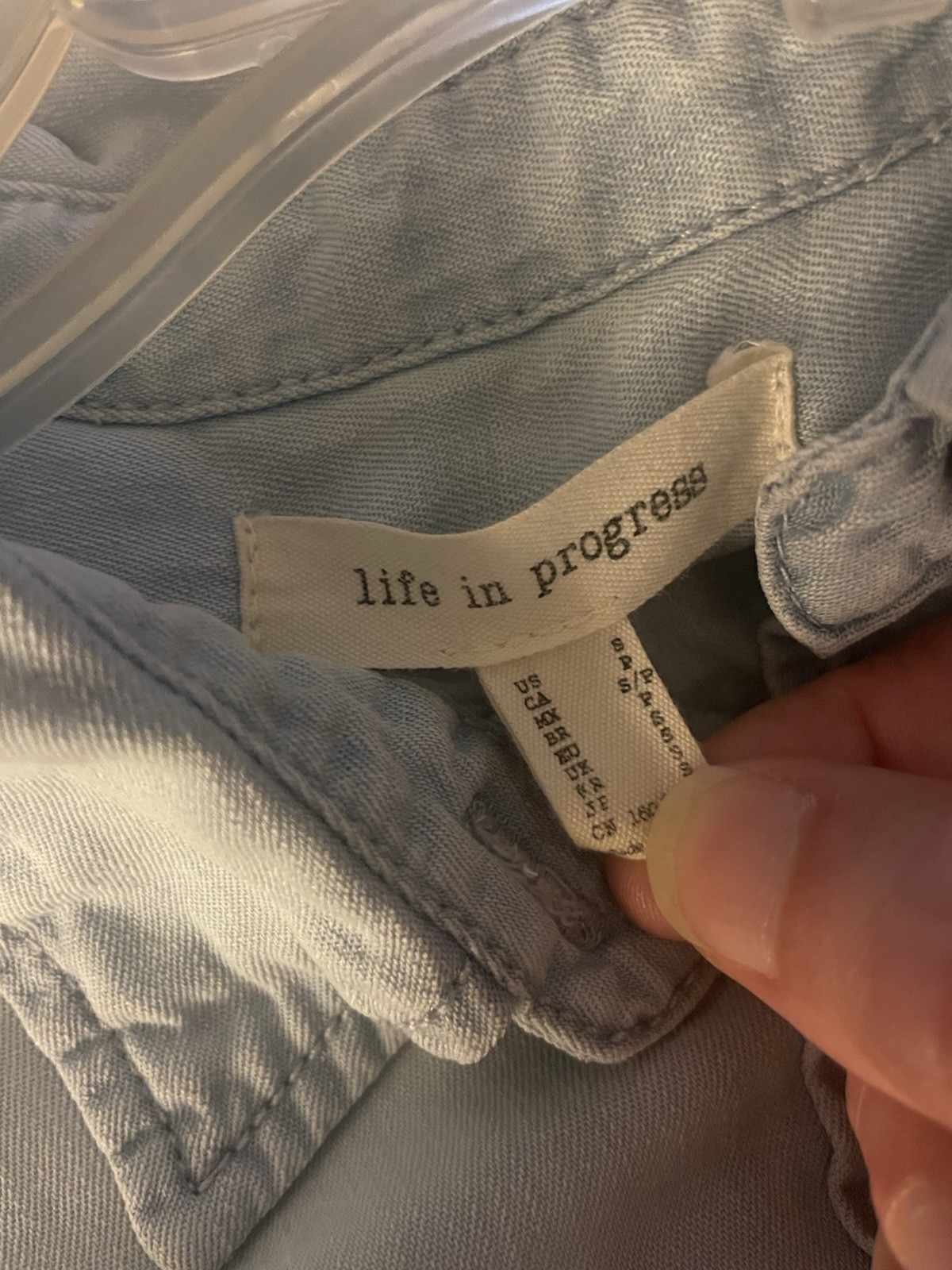 Life In Progress Light Chambray Denim Button Down Shirt Mini Dress Small