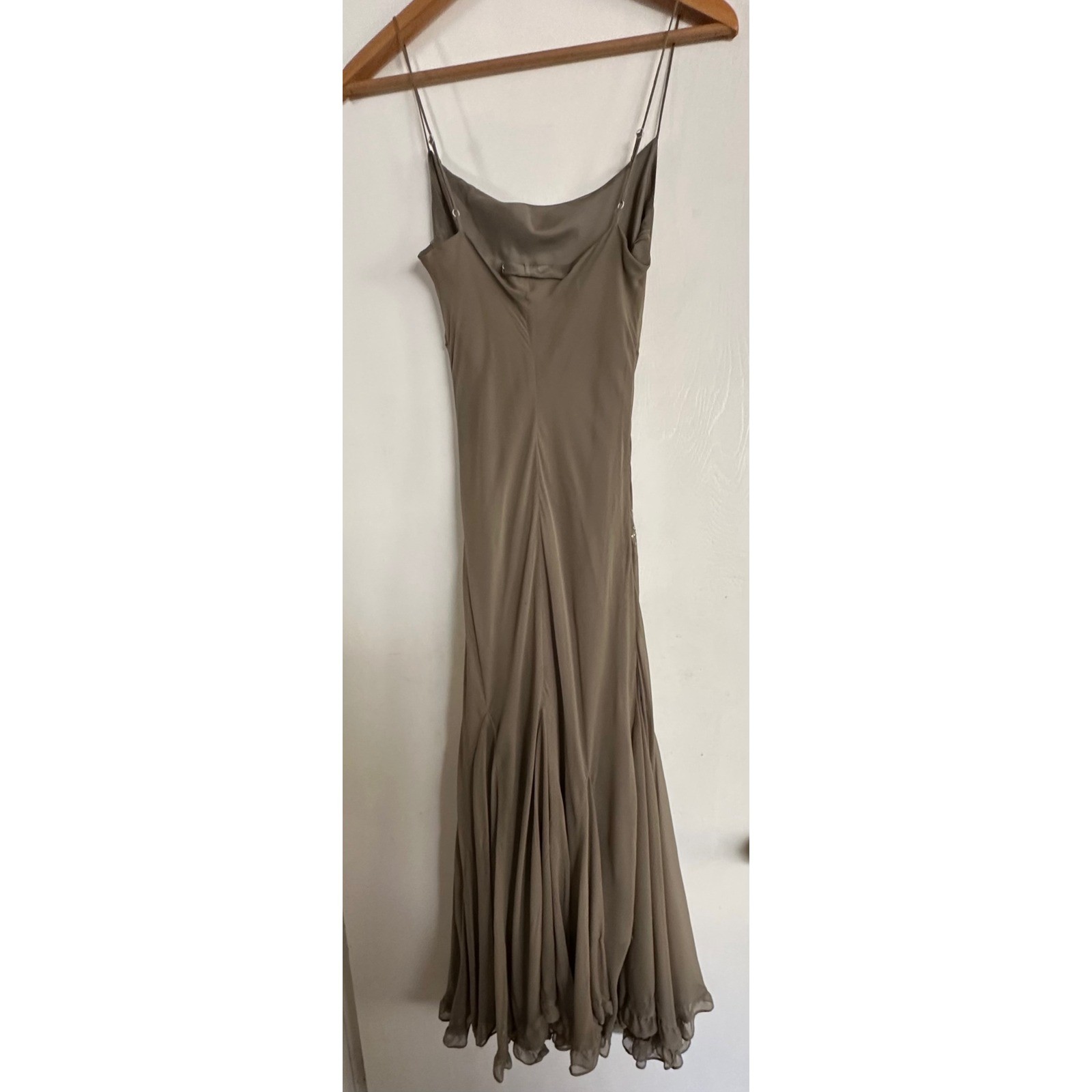 Y2K An’ge Intuition Silk Beaded Paisley Embroidery Slip Dress Sage Green Size XS
