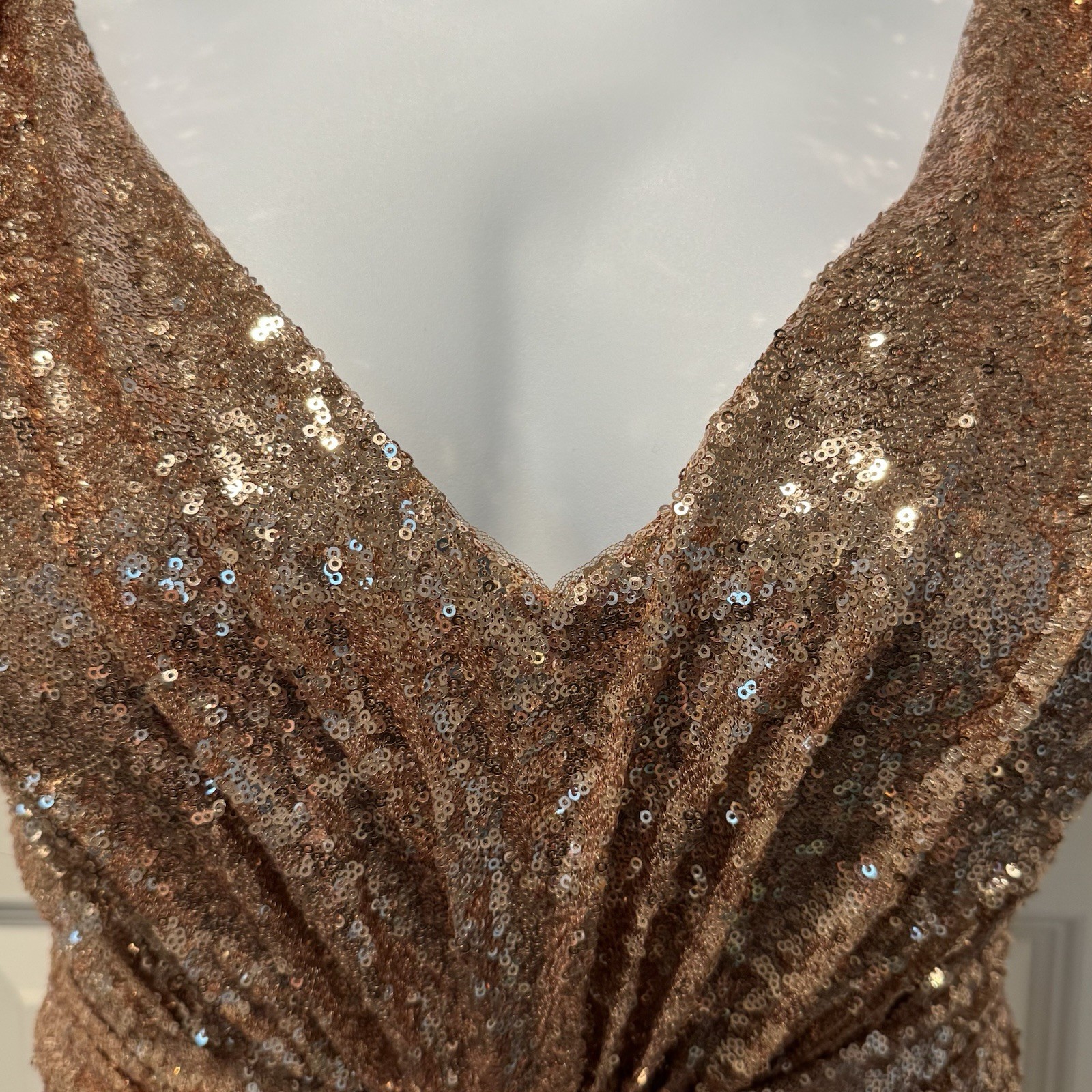 Revelry Bijou Rose Gold Sequin Maxi Dress Size 22 Formal Bridesmaid