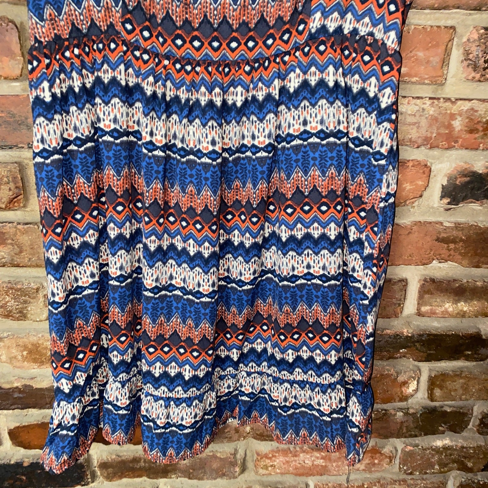 One Clothing Blue White Orange Printed Sleeveless Mini Dress Women’s Size Large