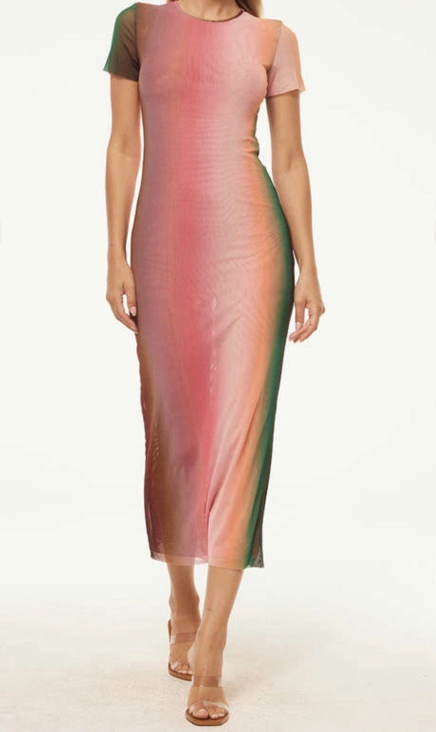 MISA Los Angeles Sheer Mesh Dress – Multicolor Ombre – Size M – NWT