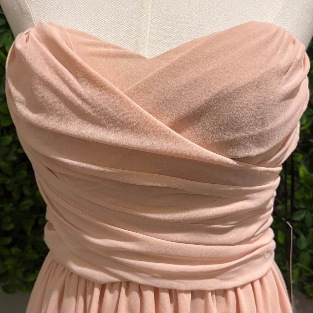 NWT- Moonlight Serenade Peach Strapless Dress w/ Slit