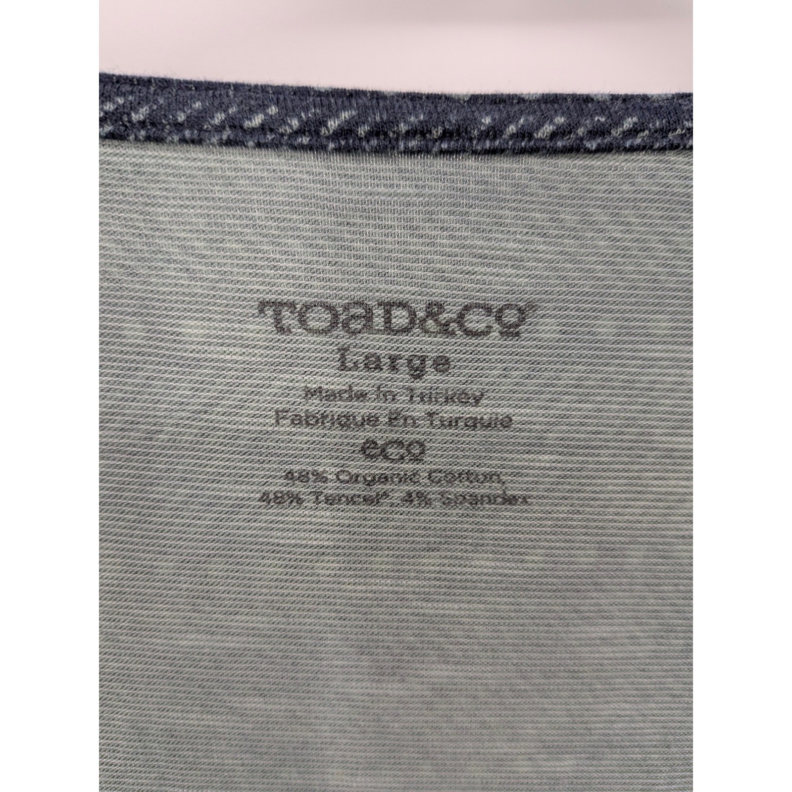 Toad&Co Faux Wrap Dress Womens Large Blue Long Sleeve Eco Organic Cotton Blend