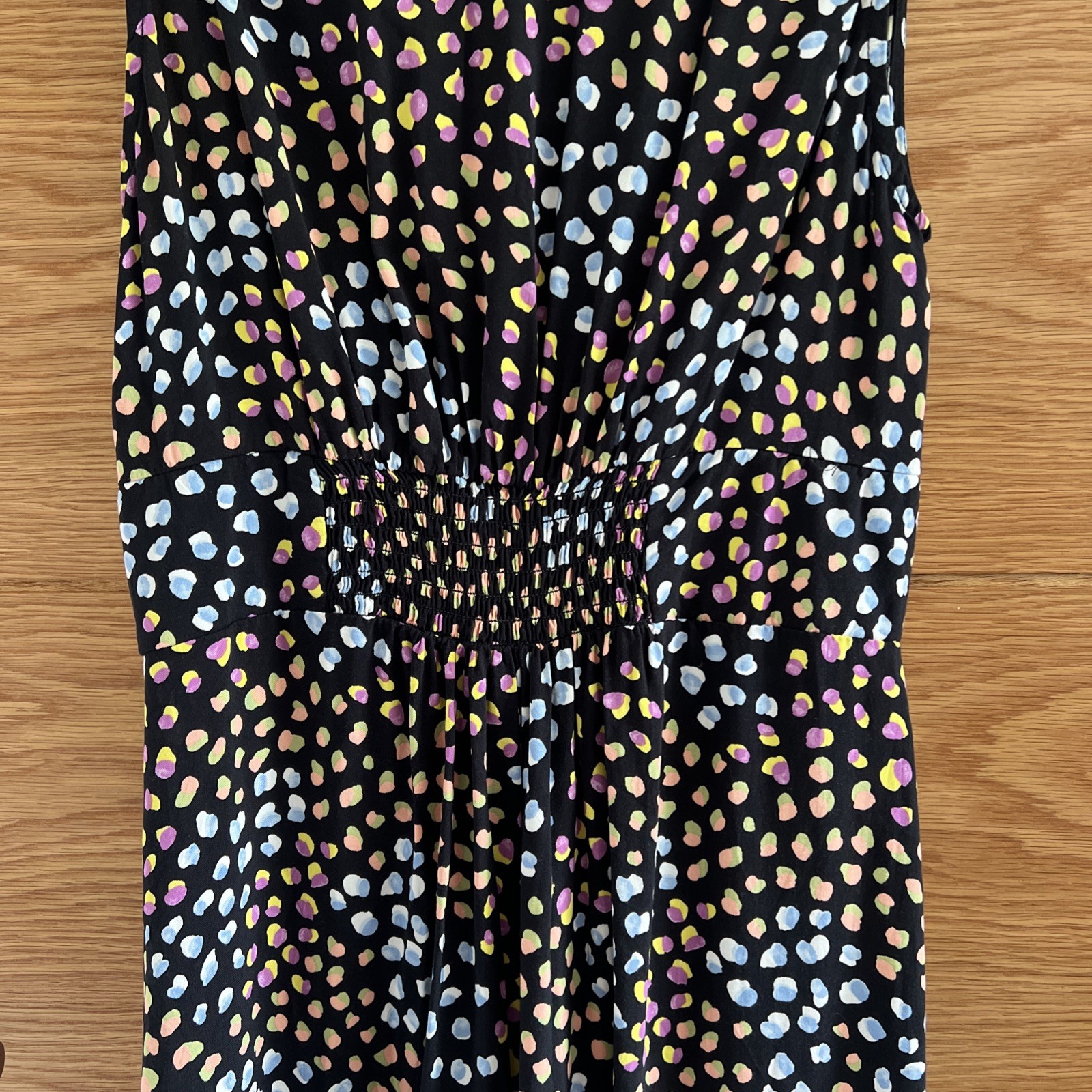 Nobody’s Child Black Dot MultiColour Midi Dress Button Down Sleeveless 8 viscose