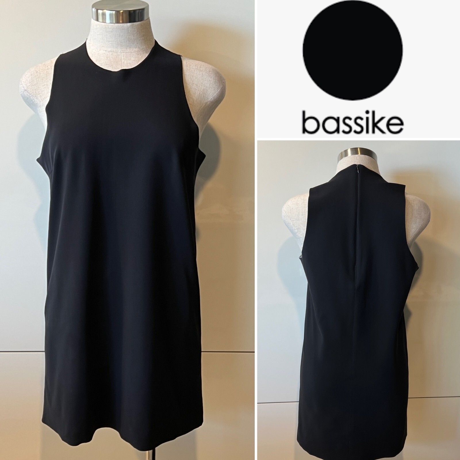 BASSIKE Black Cotton/Nylon/Elastane Knit Sleeveless Tank Short Dress/Top 2/S