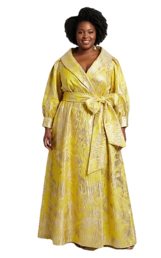 MARINA RINALDI FORMAL EVENING YELLOW/GOLD GOWN BROCADE DRESS US-20 NWT $2,800