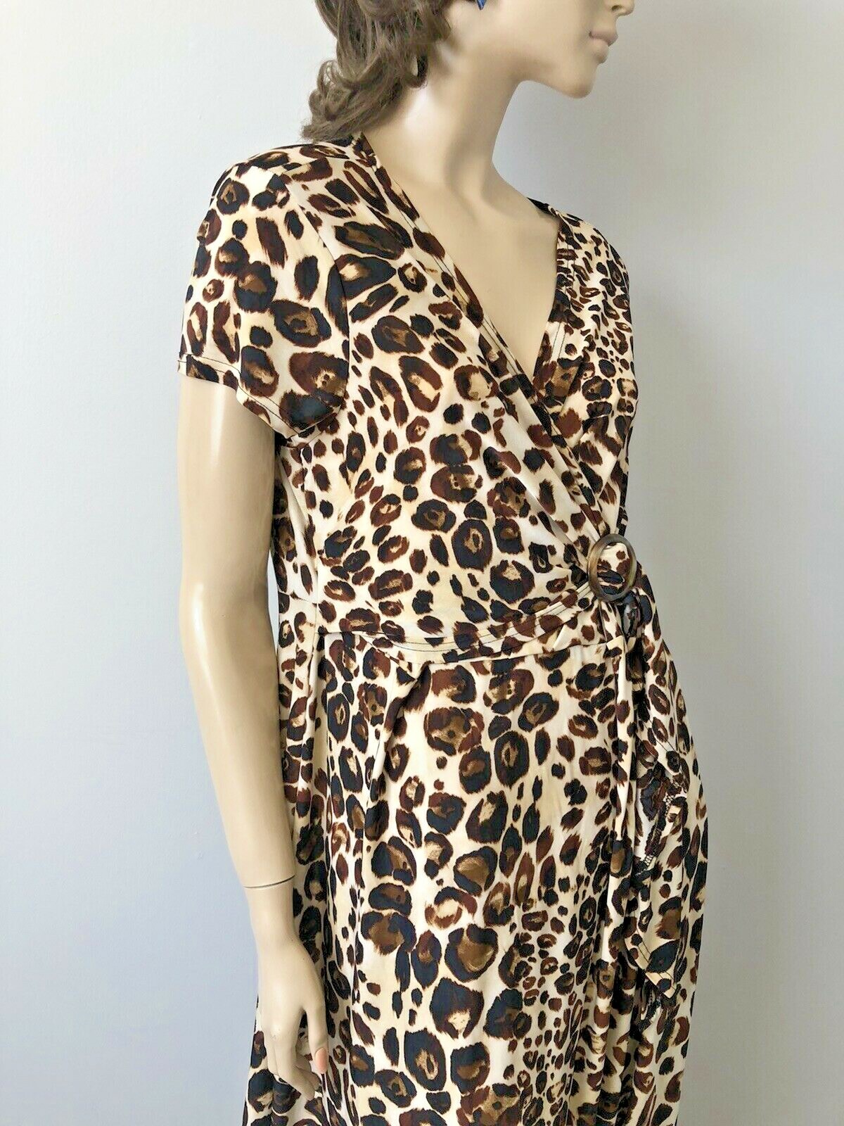 NWT MLLE GABRIELLE ANIMAL PRINT FAUX WRAP FULL LENGTH DRESS SIZE 2X