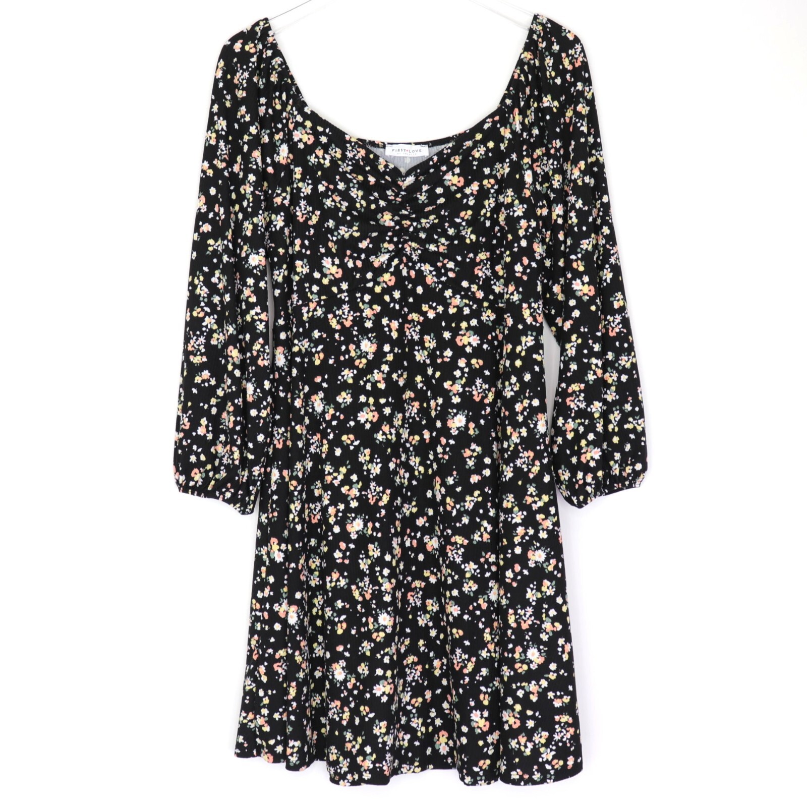 First Love by Lovelyn Floral Ribbed Sweetheart Neckline Ruched Bust Dress 1X