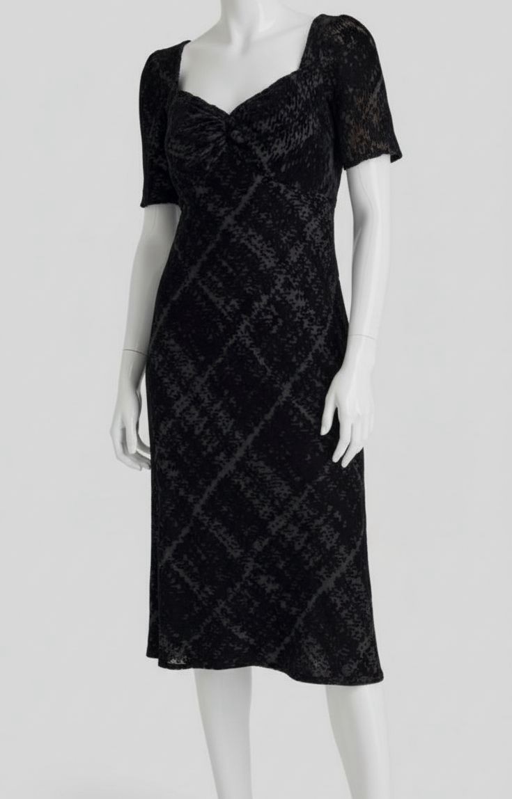 DKNY Women’s Black Sweetheart-Neck Velvet MIDI Sheath Dress Size 12