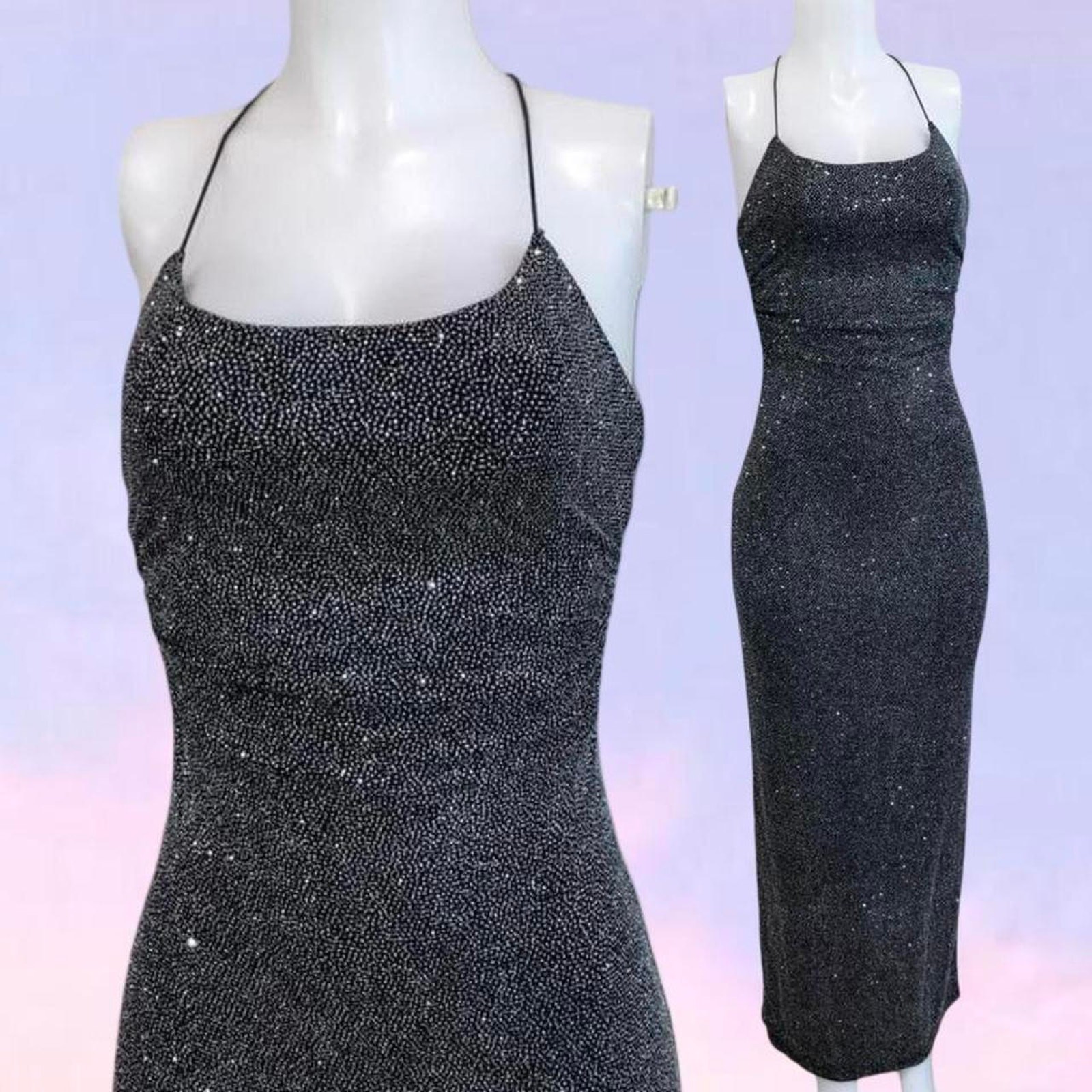 Vintage 90s y2k sparkly full length gown