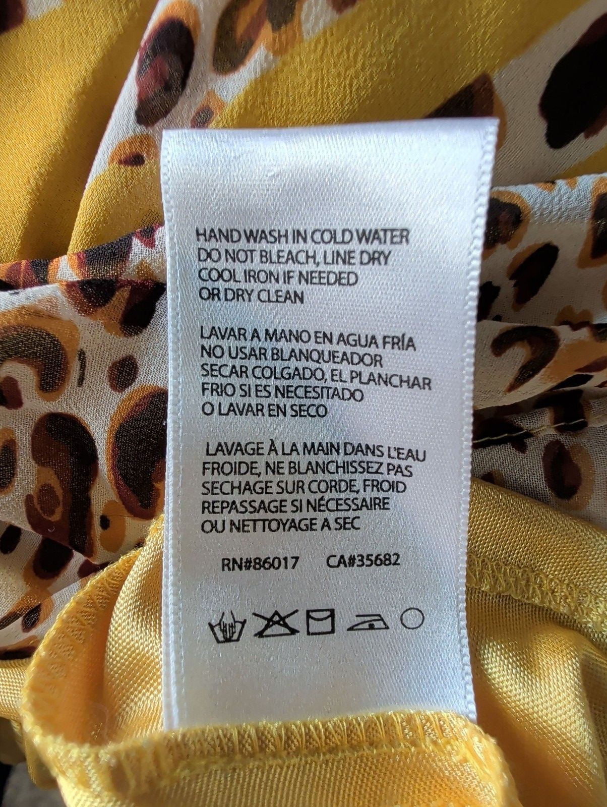 Yellow Animal Print Empire Waist Halter Dress M