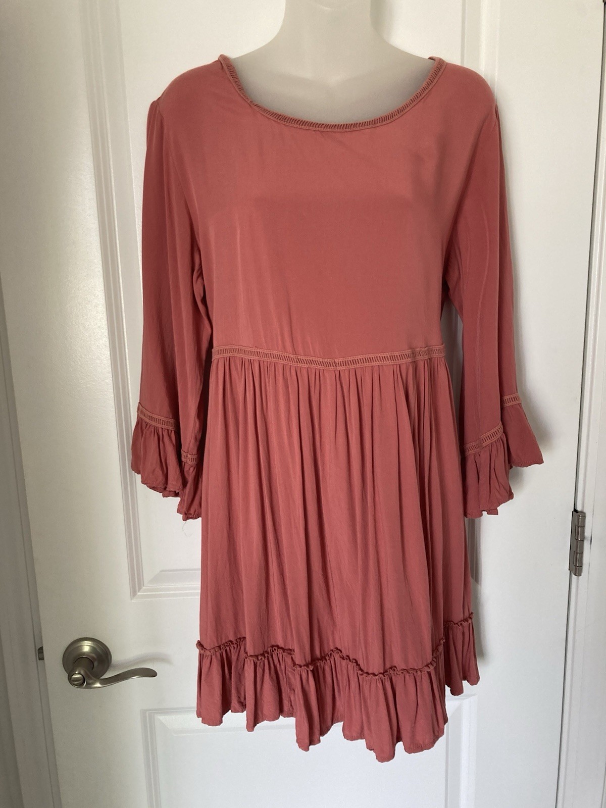 Indigo Soul Boho Hippie Dress W/lace And Ruffle Accents Sz Medium