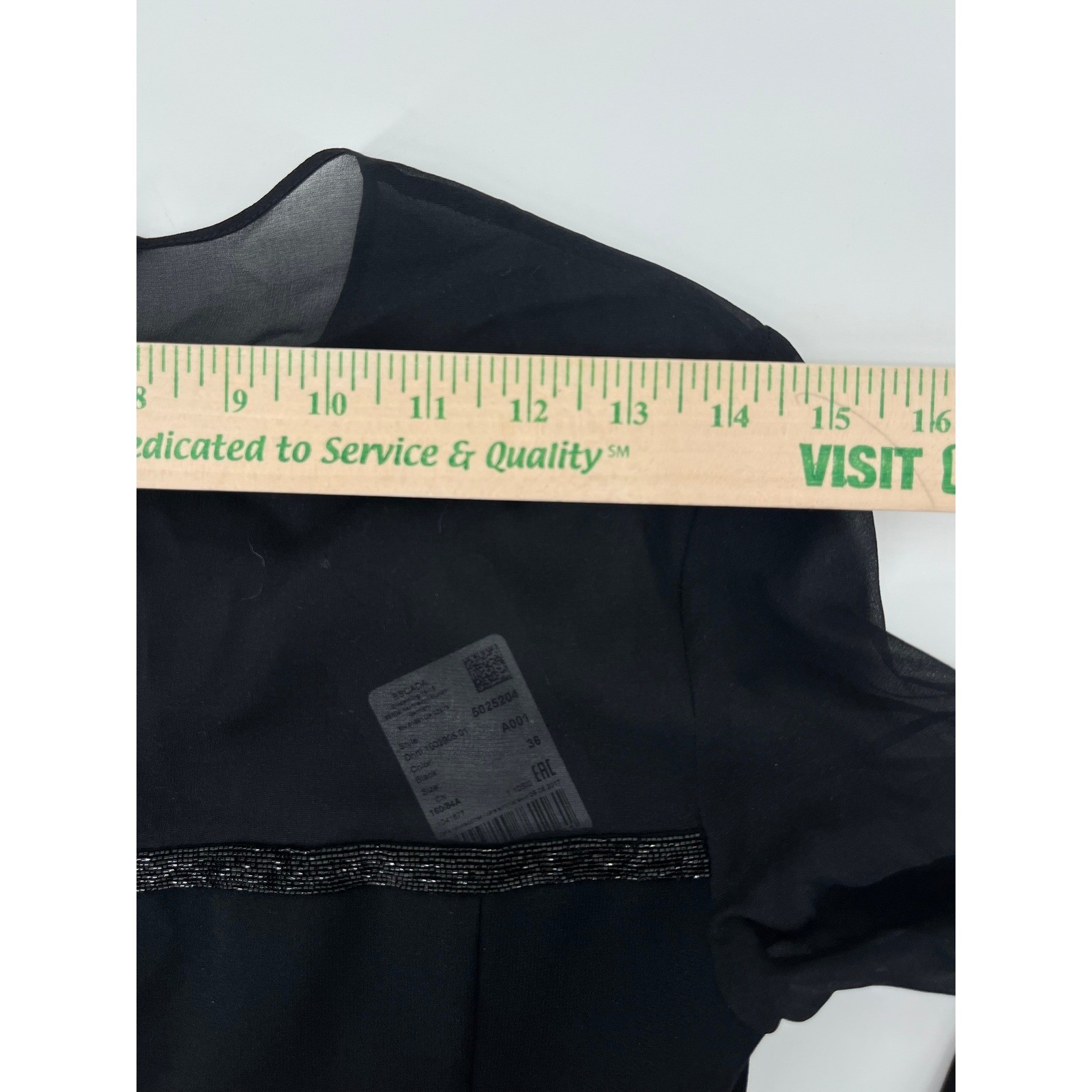 Escada Dhrti Black Beaded Sheer Mesh Illusion Midi Dress Silk S 36 NEW $1595