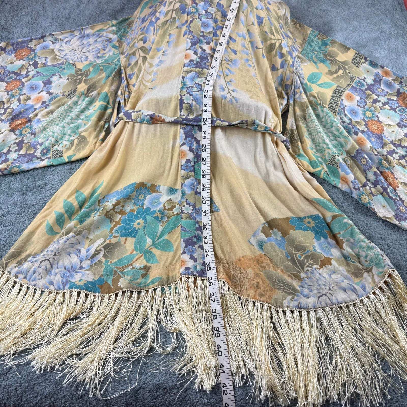 Spell & The Gypsy Collective Willow Tassell Dress Yellow Floral Boho Fringe L