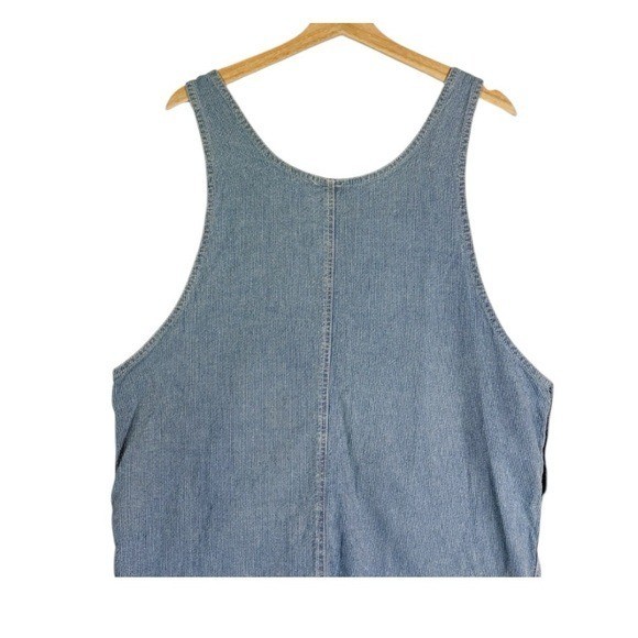 Vintage Looney Tunes 90s Sleeveless Pinstripe Denim Jean Dress Size Large Womens