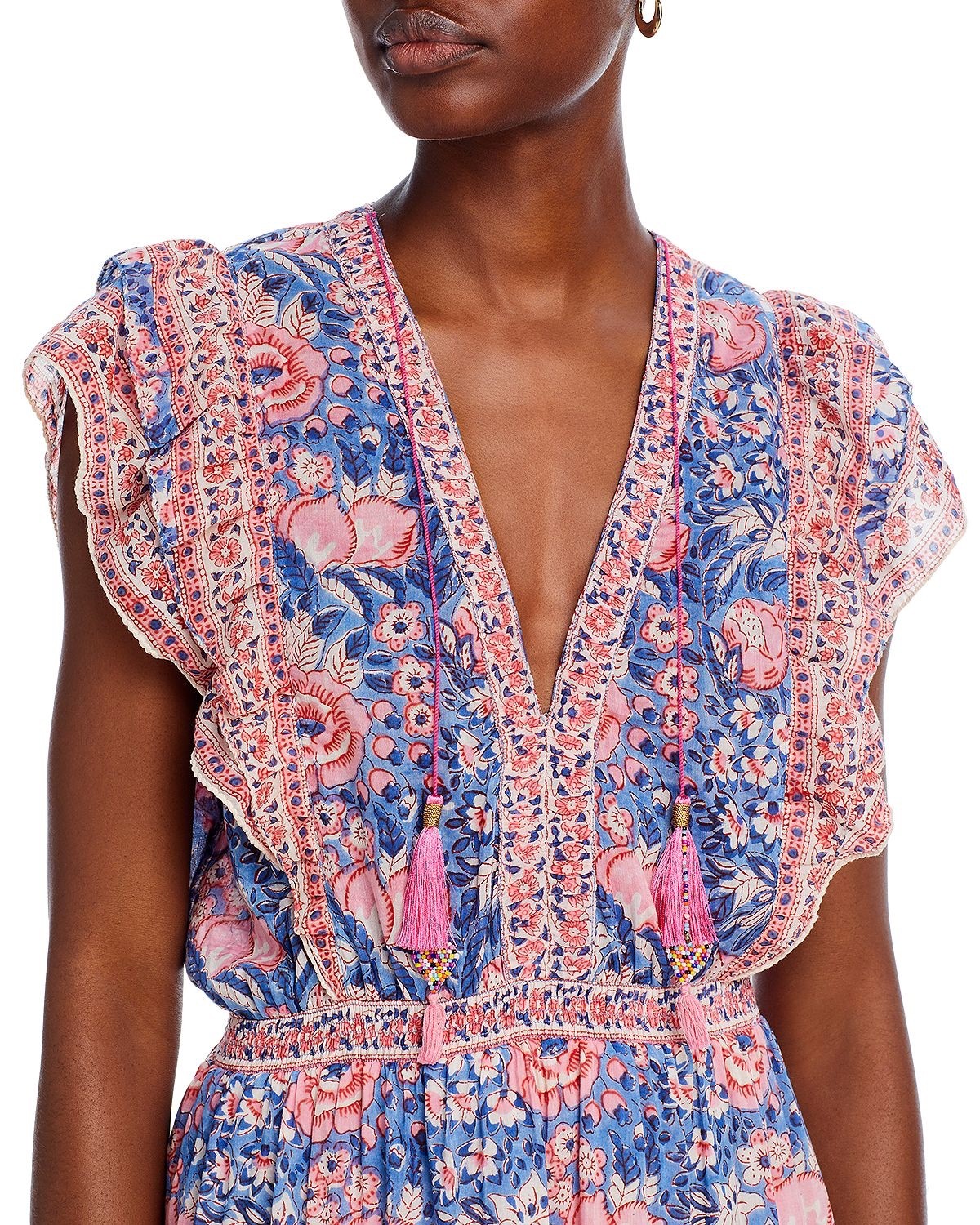 NEW! BELL by Alicia Bell Phoebe Maxi Dress Pink Blue V Neck Size XS $372