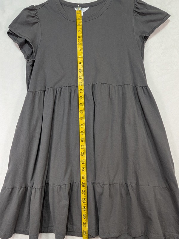 Time & Tru Mini Dress Womens L Gray Cottagecore Whimsigoth 90s Y2K Babydoll Boho