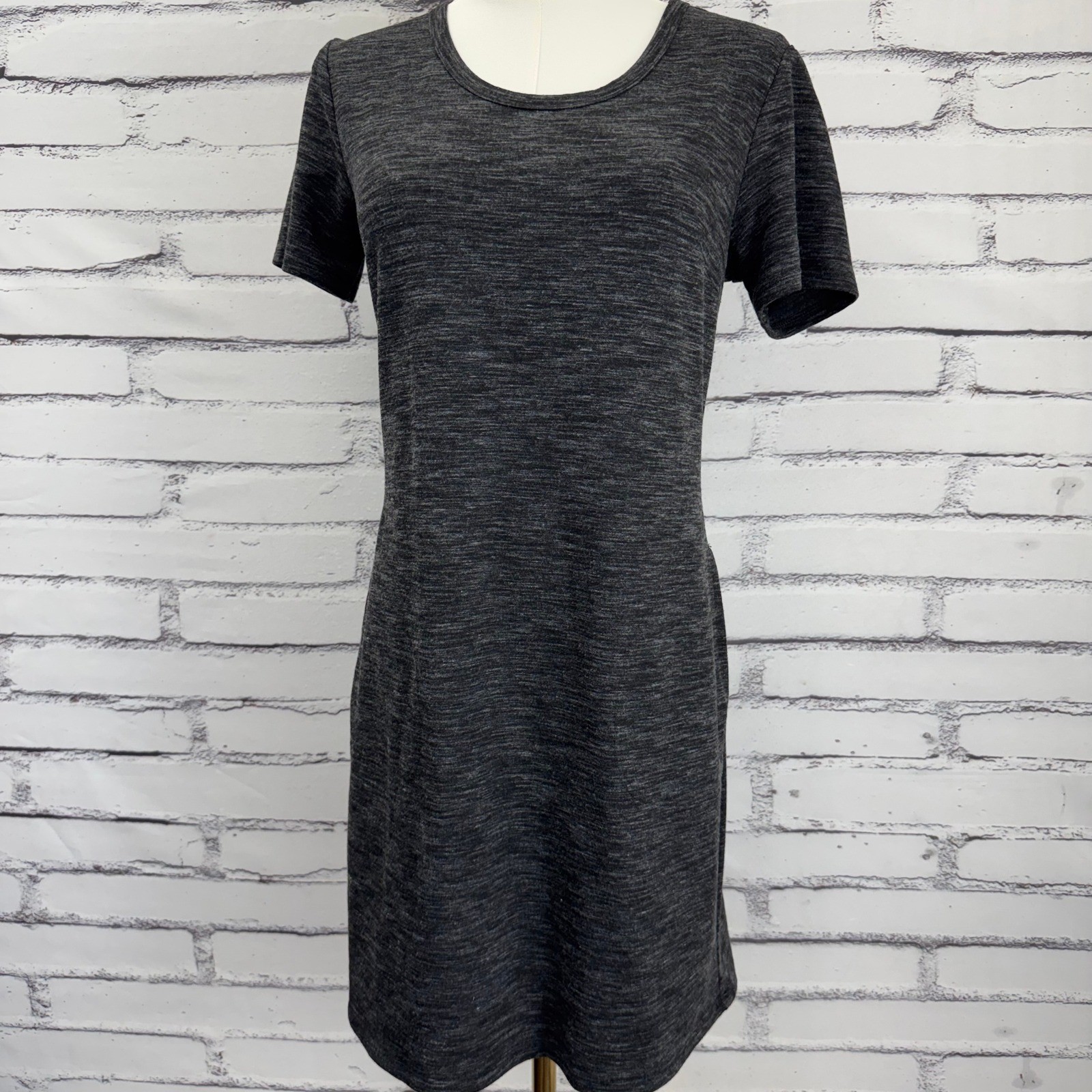 32 Degrees Cool Womens XS Gray Space Dye Short Sleeve Pocket T-Shirt Dress